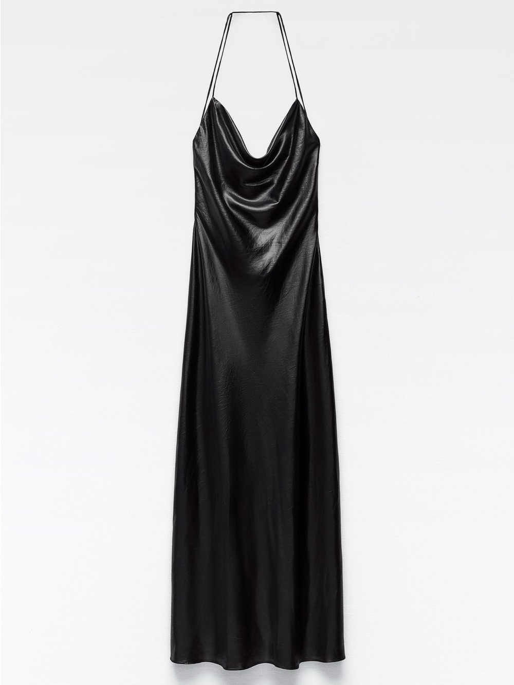 NWT Zara Cowl Neck Black Foil Slip Dress